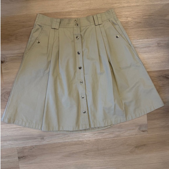 Cabin Creek Dresses & Skirts - Cabin Creek Tan A-Line Button Front Skirt Pockets Size 14 Cabin Grandma Core